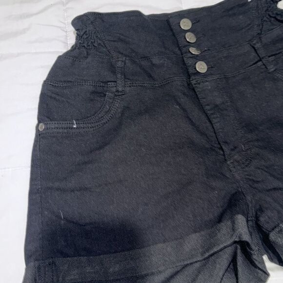 Always Friday Womens High-Waist Black Button Shorts Size 17 - Picture 4 of 8